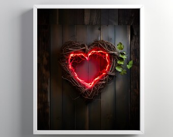 Valentines Day Art Valentines Wreath Print Valentines Day Gift For Her Valentines Decor Wall Art Decor Valentines Digital Art Heart Poster