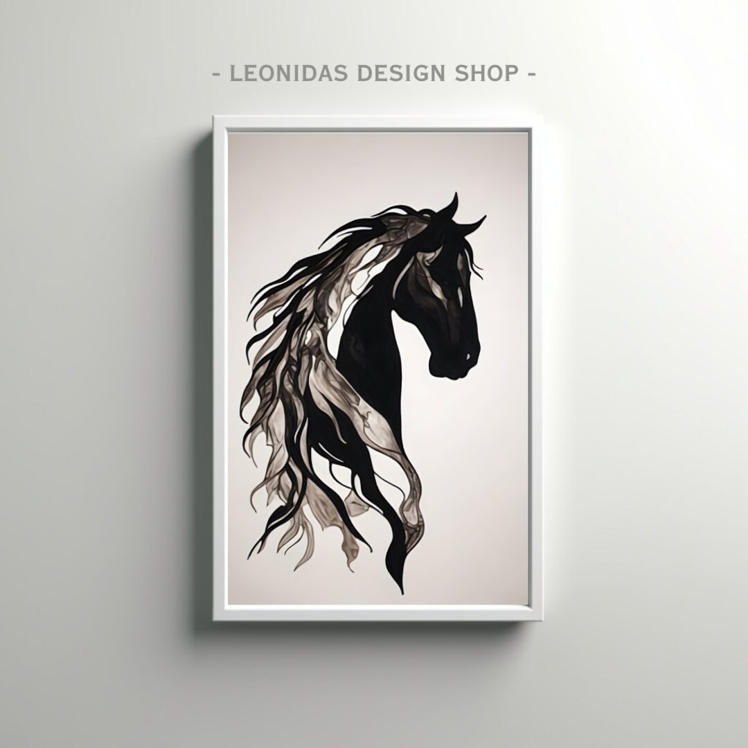 Printable Horse Silhouette Print. Ink Art Style. Wall Art Decor ...