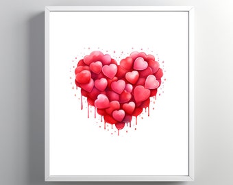 Valentines Day Art Valentines Heart Print Valentines Day Gift For Her Valentines Decor Wall Art Decor Valentines Digital Art Candy Poster