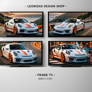 FRAME TV Art Set of 4 | Porsche Print Porsche Art Porsche GT3RS Exotic Car Wall Art Porsche DIGITAL Download Samsung Frame Tv Frame