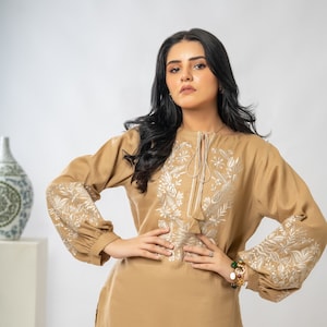 Monochrome Co-ord set for Ladies, Women's Embroidered Co-ord Set, Ladies top bottom set, Casual to Semi-formal co-ord set, Floral co-ord set