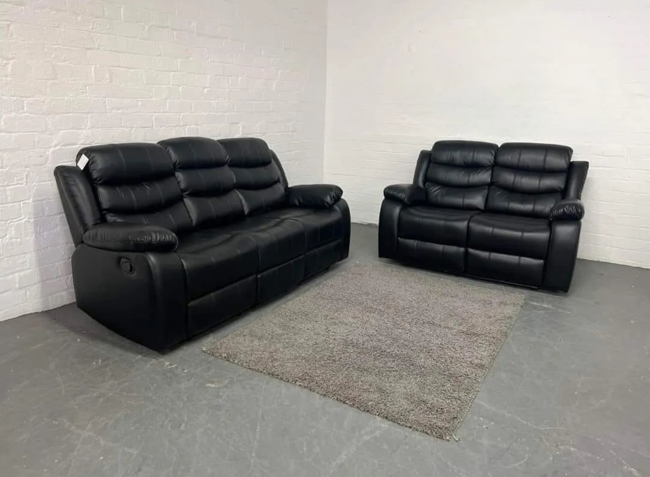 Roma Black Recliner Sofa 32 Seater Set Couch With Cup Holders Etsy Canada