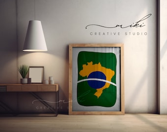 Brazil Map Art Print | Colorful Brazilian Wall Decor (Digital Download)