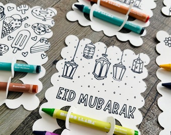 Cartes à colorier pour l&#39;Aïd, bricolages au crayon pour l&#39;Aïd pour enfants, activité islamique à colorier, cadeaux pour enfants/camarades de classe/étudiants, cotillons à colorier