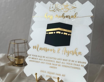 Personalized Acrylic Umrah Hajj Mubarak Sign: Islamic Home Decor