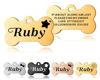 Dog Tag,Personalised Dog Name Tag,Custom Dog ID Tag, Dog Tags for Pets, Engraved UK Stainless Steel ID Tag for Cat, Pet Dog Puppy