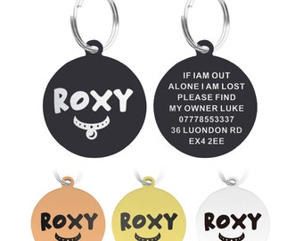 Personalisierte Haustier-ID-Tags mit 3 verschiedenen Designs, individuelle Metall-Tags mit Namen des Haustiers und Besitzernummer, Adresse, eingravierte Hundemarke, Katzenmarken.