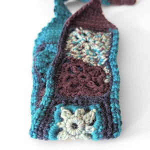 Multi Color Mix Purple, Teal, Aqua, Turquoise, Crochet Headband, Handmade Adjustable Hairband, Made with Wool Blend Yarn