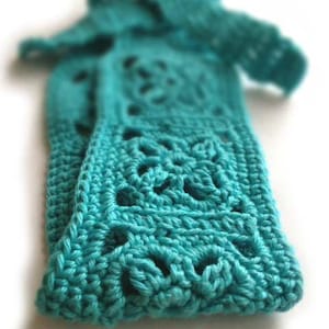 Bright Turquoise Aqua, Boho Crochet Headband, Handmade Adjustable Hairband, in a Bright Teal Aquamarine