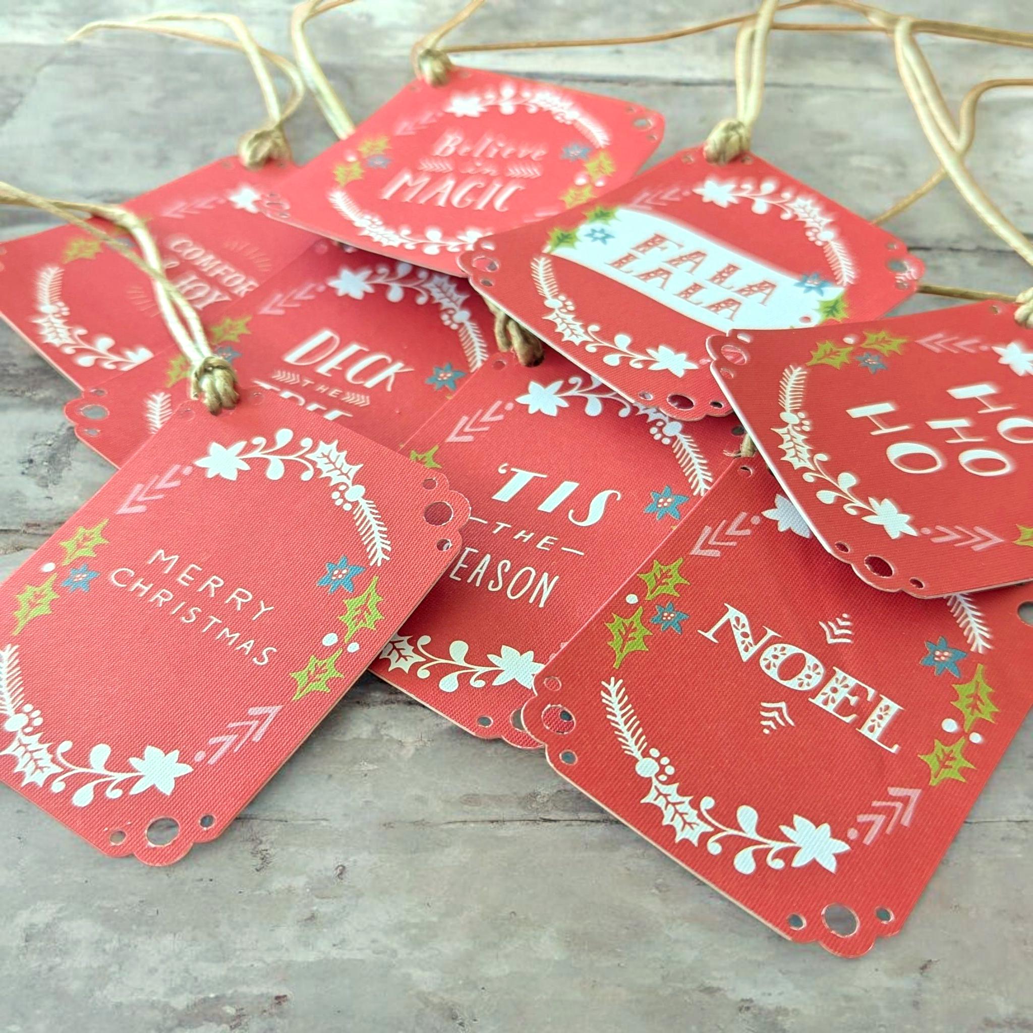 Folk Christmas Gift Tags, Red Cardstock, Hemp Strings, Set of 8 - Etsy