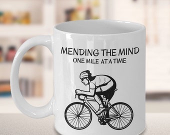 Cyclist mug for coffee and tea, gift for cyclist, cyclist enthusiast, mental health cyclist gift