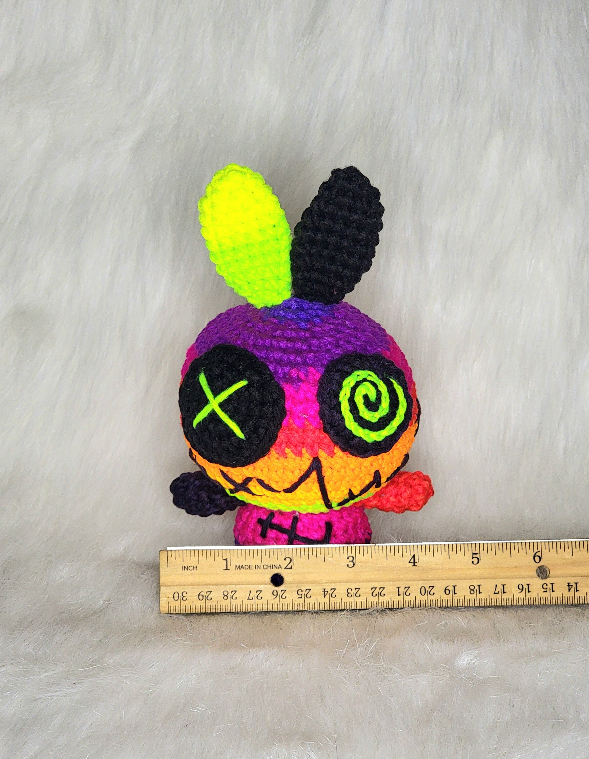 Neon Voodoo Zombie Bunny, Made to Order, Handcrafted Gothic