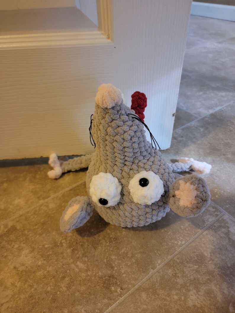 Crochet Rat Door Stopper, Funny Squished Rodent Decor, Plushie Stuffie image 2