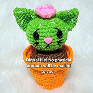 Crochet Pattern - Catcus the Cactus Low Sew, Beginner DIY Amigurumi Decor, Kitty in a Flowerpot, Digital Download (NOT Finished Product)