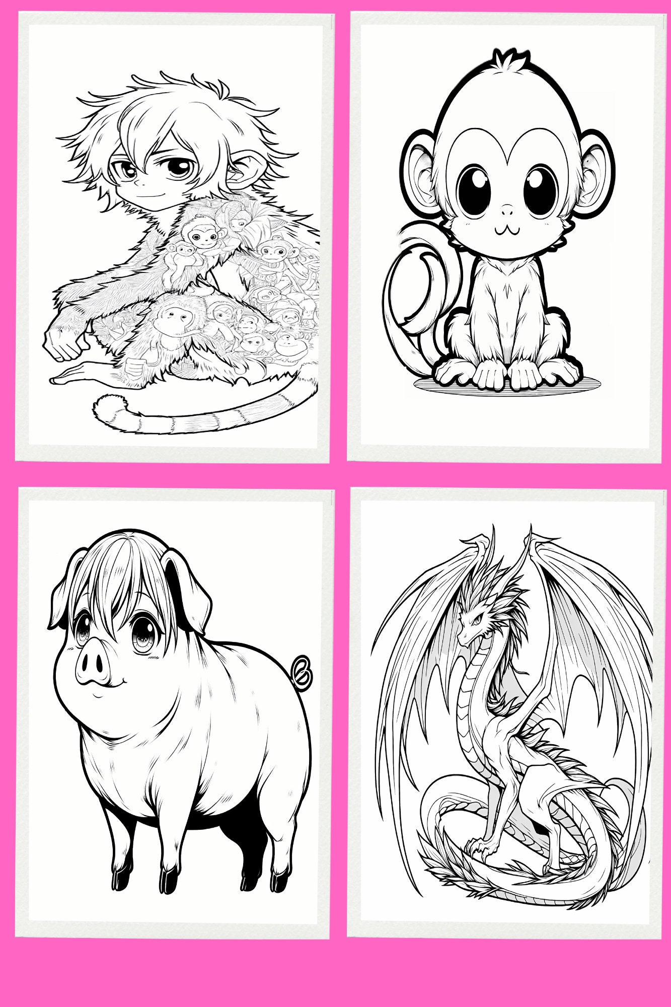 Kawaii Anime Animals Chibi Printable Coloring Book for Children &amp; Anime ...