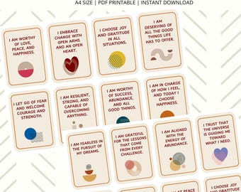 32 tarjetas de afirmación para imprimir / Tarjetas de afirmación 2025 / Descarga digital / Baraja de afirmaciones positivas / Tablero de visión para imprimir / PDF