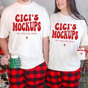 Christmas Comfort Colors 1717 Ivory Shirt Mockup, Couples CC1717 Mockup, Christmas Shirt Mockup, Comfort Colors Mockups, Couple Model Mockup