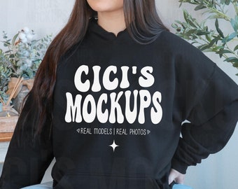 Gildan 18500 Black Hoodie Mockup, Gildan Black Mockup, Real Model Mock Up, Hooded Sweatshirt Mockup, G185 Black Mockup, G185 Hoodie Mockup