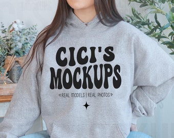 Gildan 18500 Sport Grey Hoodie Mockup, Gildan Sport Grey Mockup, Real Model Mockup, Hooded Sweatshirt Mockup, Hoodie Mockup, G185 Mockups