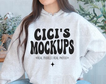 Gildan 18500 Ash Hoodie Mockup, Gildan Ash Mockup, Real Model Mock Ups, Hooded Sweatshirt Mockup, G185 Ash Mockup, G185 Hoodie Mockups