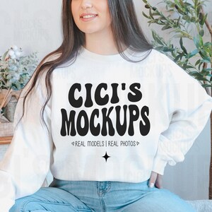 Gildan 18000 White Sweatshirt Mockup, Gildan White Mockup, Gildan Sweatshirt Mockup, Sweater Mockup, Real Model Mockups, Sweatshirt Mockup