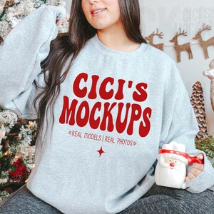 Gildan 18000 Sport Grey Sweatshirt Mockup, Christmas 18000 Mockup, Gildan Sport Grey Mockup, Christmas Gildan Mockup, Sweater Mockup