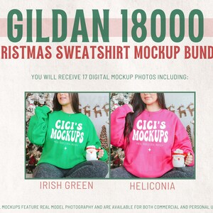 Gildan 18000 Christmas Mockup Bundle, Holiday and Christmas Sweater Mockups, Real Model Mockups, Gildan Sweatshirt Mockup, G180 Mockups image 7