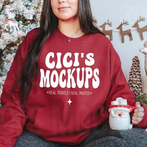 Gildan 18000 Cardinal Red Sweatshirt Mockup, Weihnachten 18000 Mockup, Gildan Cardinal Red Mockup, Weihnachten Gildan Mockup, Pullover Mockup