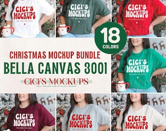 Bella Canvas 3001 Christmas Mockup Bundle, BC3001 Mockups, Holiday Mockup Bundle, Christmas Mockups, T-Shirt Mock Ups, Winter Mockups