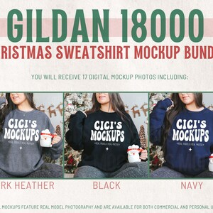 Gildan 18000 Christmas Mockup Bundle, Holiday and Christmas Sweater Mockups, Real Model Mockups, Gildan Sweatshirt Mockup, G180 Mockups image 5