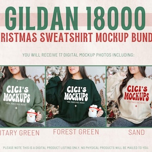 Gildan 18000 Christmas Mockup Bundle, Holiday and Christmas Sweater Mockups, Real Model Mockups, Gildan Sweatshirt Mockup, G180 Mockups image 4