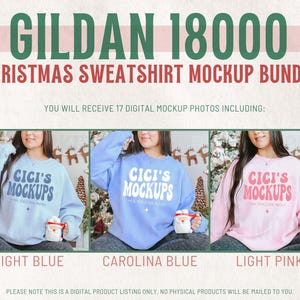 Gildan 18000 Christmas Mockup Bundle, Holiday and Christmas Sweater Mockups, Real Model Mockups, Gildan Sweatshirt Mockup, G180 Mockups image 6