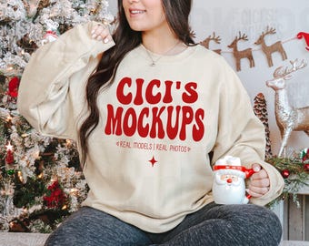 Gildan 18000 Sand Mockup, Weihnachten 18000 Mockup, Gildan Sand Mockup, Weihnachten Gildan Mockup, Pullover Mockup, Real Model Mockups, G180 Mockup