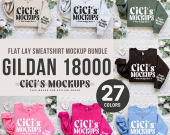 Gildan 18000 Sweatshirt Mockup Bundle, Sweatshirt Sleeve Mockup Bundle, Flat Lay Mockup, Folded Crewneck Mockup, Sweatshirt Mockup Bundle