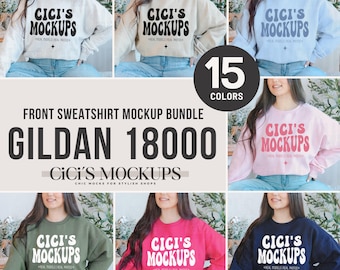Pacote de maquete Gildan 18000, Pacote de maquete de moletom Gildan, Maquete de modelo, Maquete G180, Pacote de maquete de moletom com gola redonda, Maquete Gildan 18000
