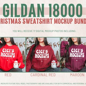 Gildan 18000 Christmas Mockup Bundle, Holiday and Christmas Sweater Mockups, Real Model Mockups, Gildan Sweatshirt Mockup, G180 Mockups image 3