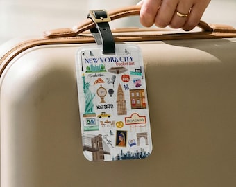 Etiqueta de equipaje para la lista de deseos de Nueva York, accesorios de viaje, etiquetas de equipaje