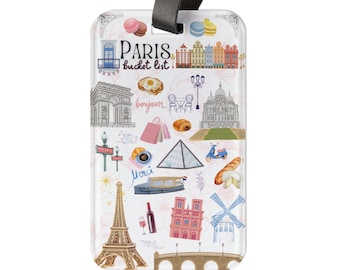 Etiqueta de equipaje de París - Etiqueta para maleta de viaje con temática parisina