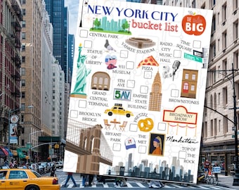 Impresión ilustrada de la lista de deseos de la ciudad de Nueva York (descarga digital)