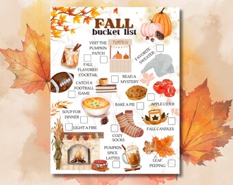 Buy Fall Bucket List Printable / Illustrated Checklist for Celebrating ...