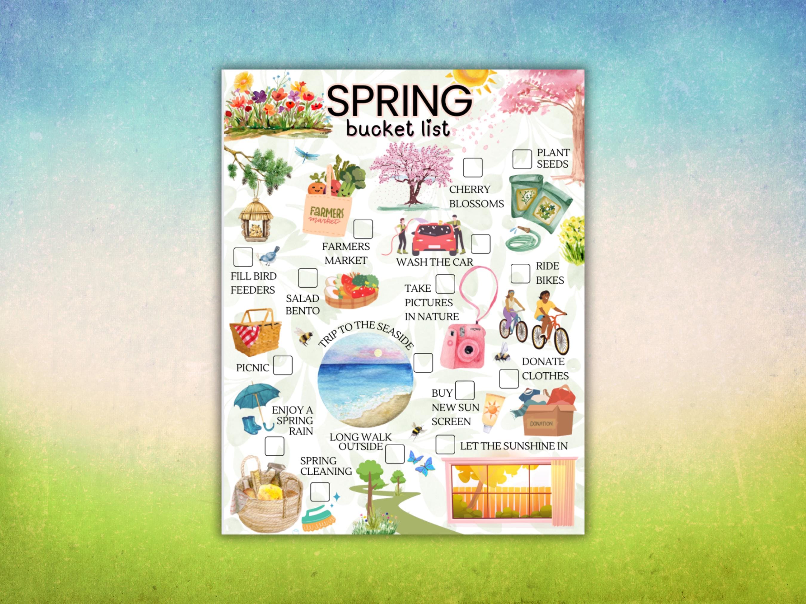 Spring Bucket Checklist Spring Bucket List Seasonal Printable Activity Checklist - Etsy