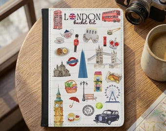 Funda para pasaporte con la lista de deseos de Londres, accesorio de viaje, regalo para viajeros