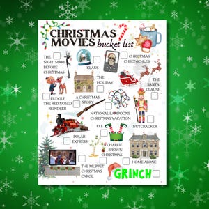 Weihnachten Filme Bucket List Urlaub Art Printable