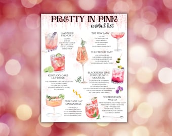 Recetas de cócteles rosados: Menú ilustrado de bebidas (PDF)