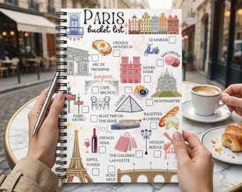 Cuaderno de lista de deseos de París / Cuaderno de espiral con rayas