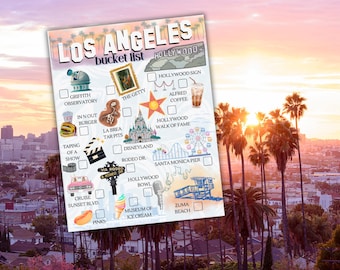 Lista de deseos para Los Ángeles / Guía de viaje ilustrada imprimible de la ciudad de Los Ángeles