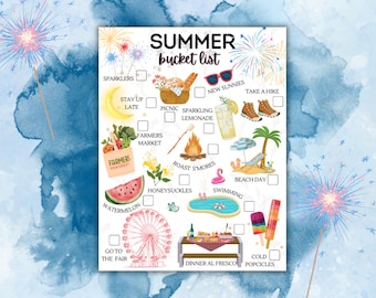 Lista de actividades ilustrada para el verano