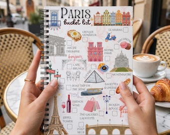 Carnet de notes Paris Bucket List | Cahier ligné à spirales
