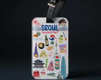 Etiqueta de equipaje de lista de deseos de Seúl / Etiqueta de identificación de viaje