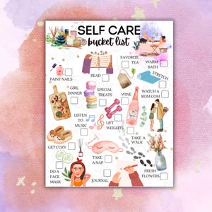 Self Care Bucket List / illustrierte Anleitung zur Pflege Ihrer psychischen Gesundheit